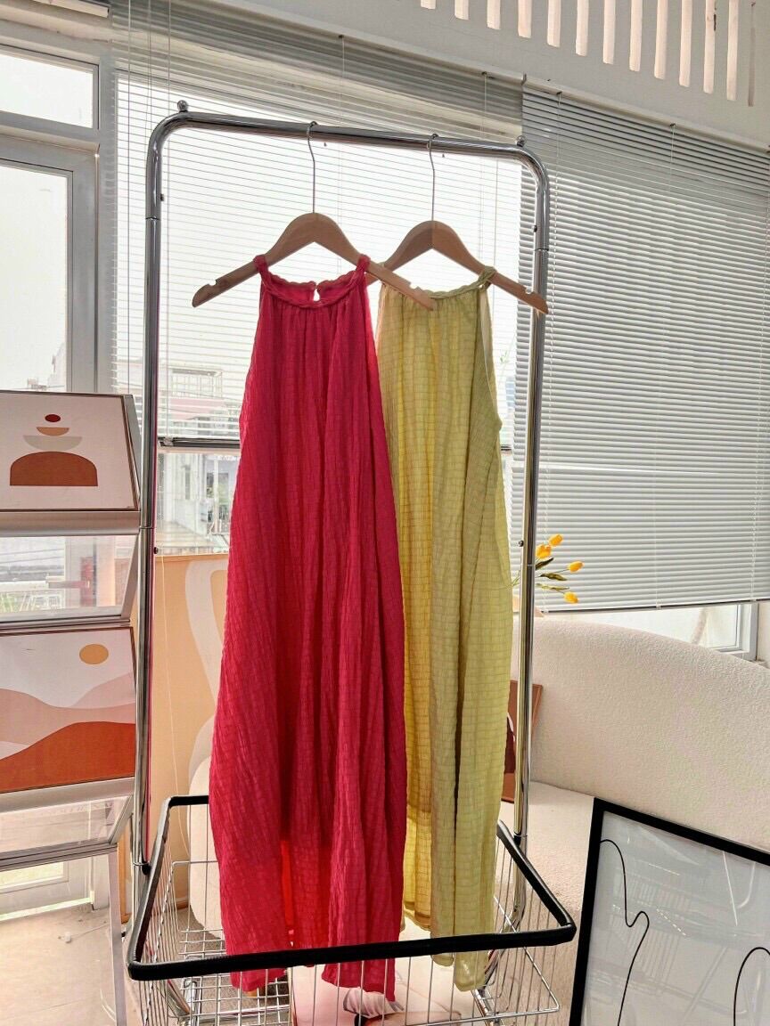 Maxi cổ yếm đan dây 2 màu