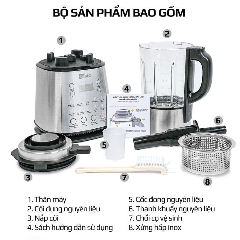 [CHÍNH HÃNG] Máy Làm Sữa Hạt OLIVO X20 PLUS - Thương Hiệu Mỹ 🇺🇸