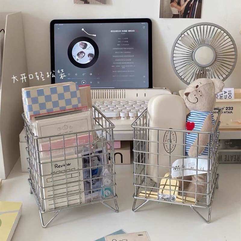 Giỏ lưới sắt không gỉ đựng đồ để bàn cá nhân