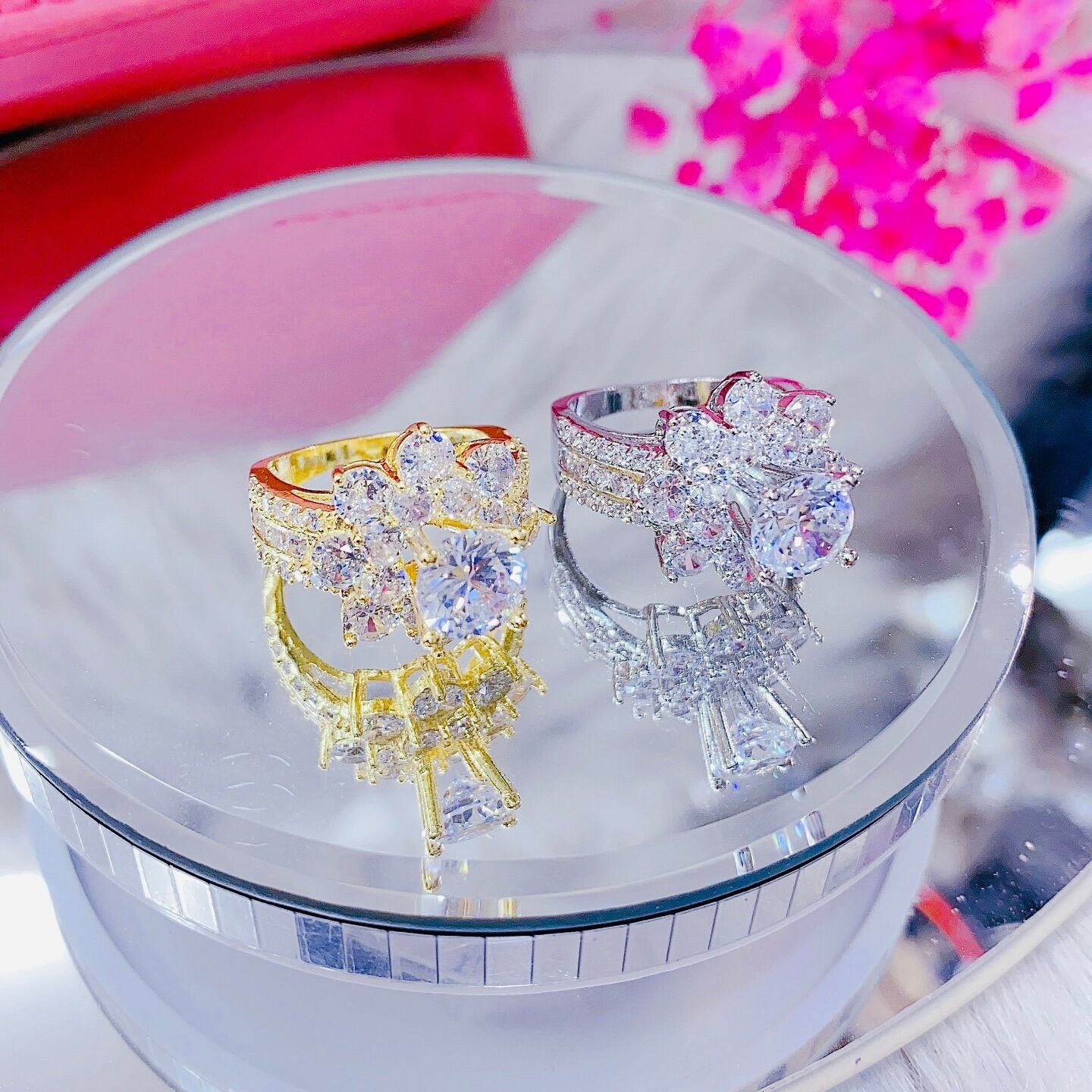 Nhẫn vàng nữ hoa mai đính đá cao cấp - N5107 Juri shop - bền màu thiết kế sang trọng dùng đi tiệc