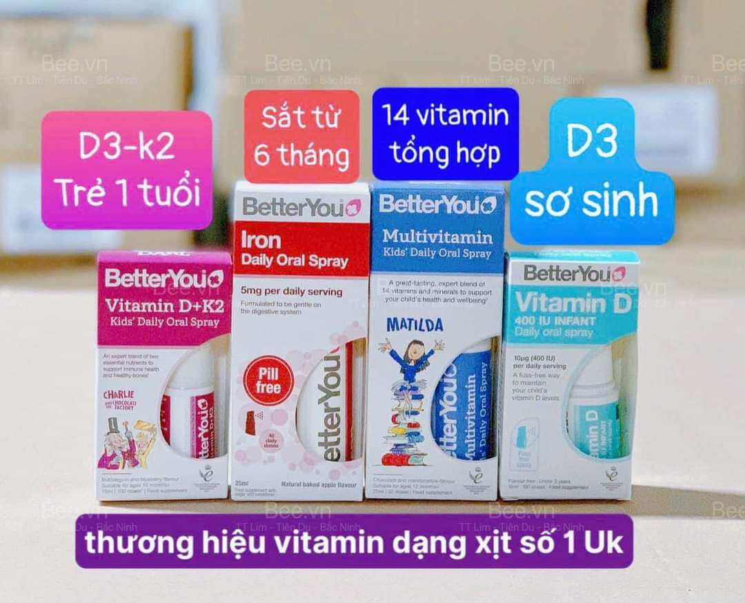 Vitamin D + K2 Dạng xịt Better You 15ml từ 1Y+