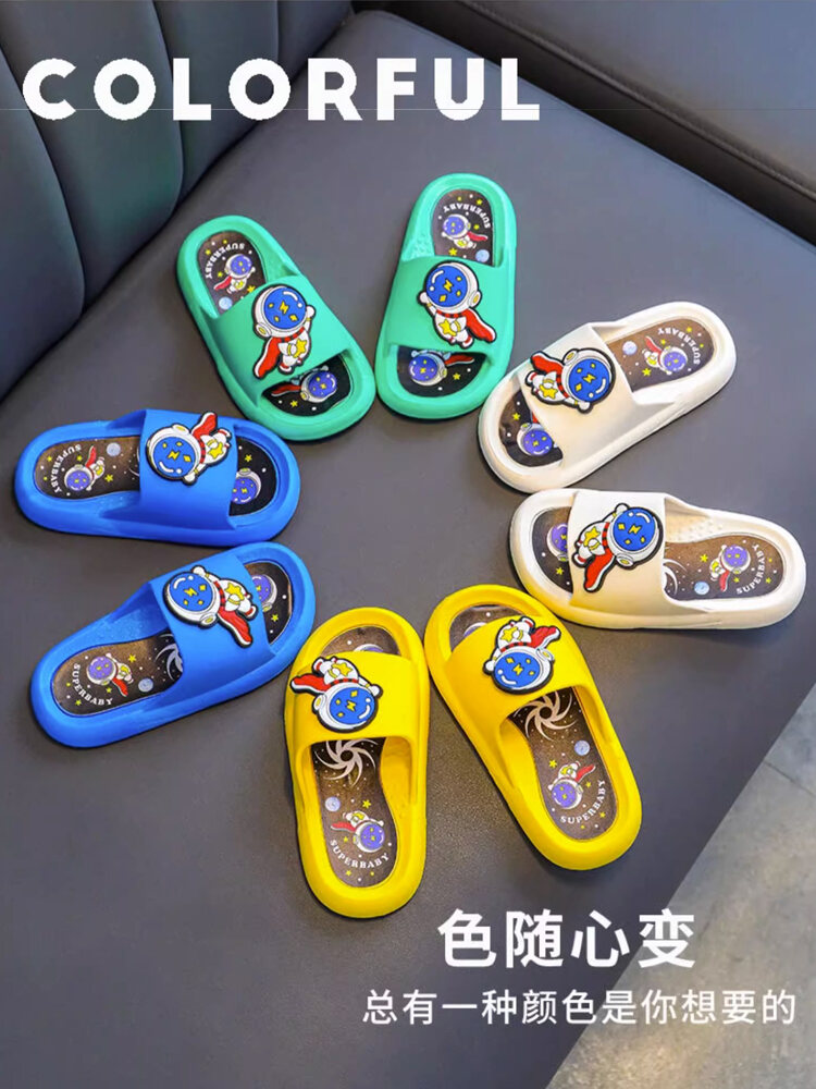 Dép Đi Trong Nhà Trong Nhà Cho Trẻ Em Mùa Hè Chống Trơn Trượt Mềm Đáy Hoạt Hình Phi Hành Gia Dép Bé Trai Bé Gái Đế Eva Giày Trẻ Em