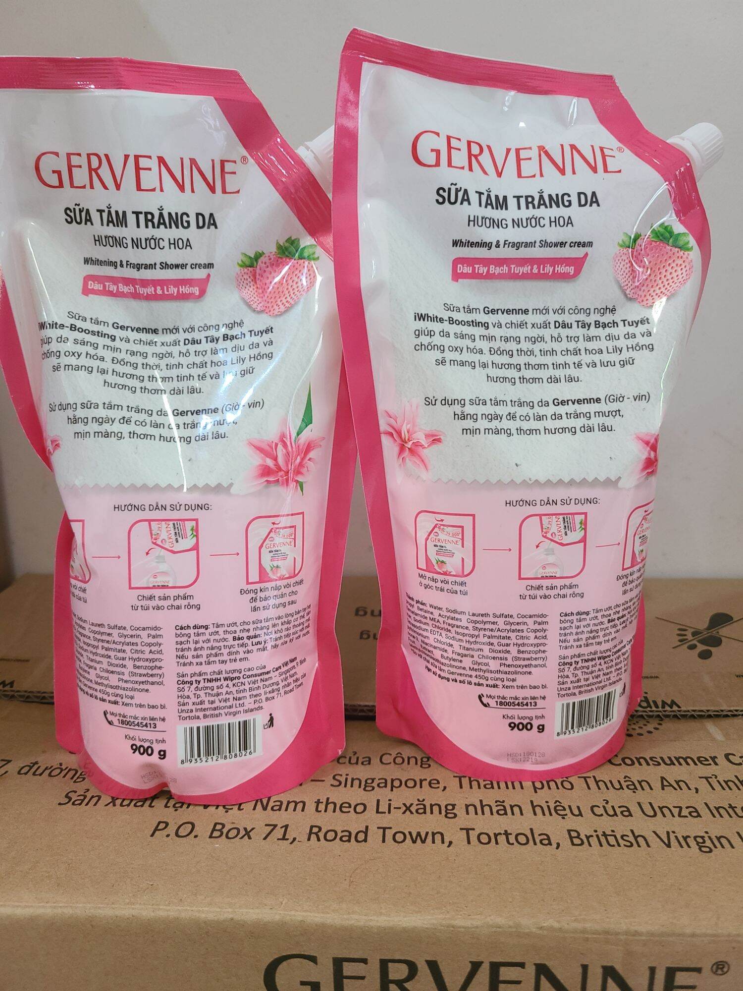 com bo 2 túi sữa tắm gervenne 900g