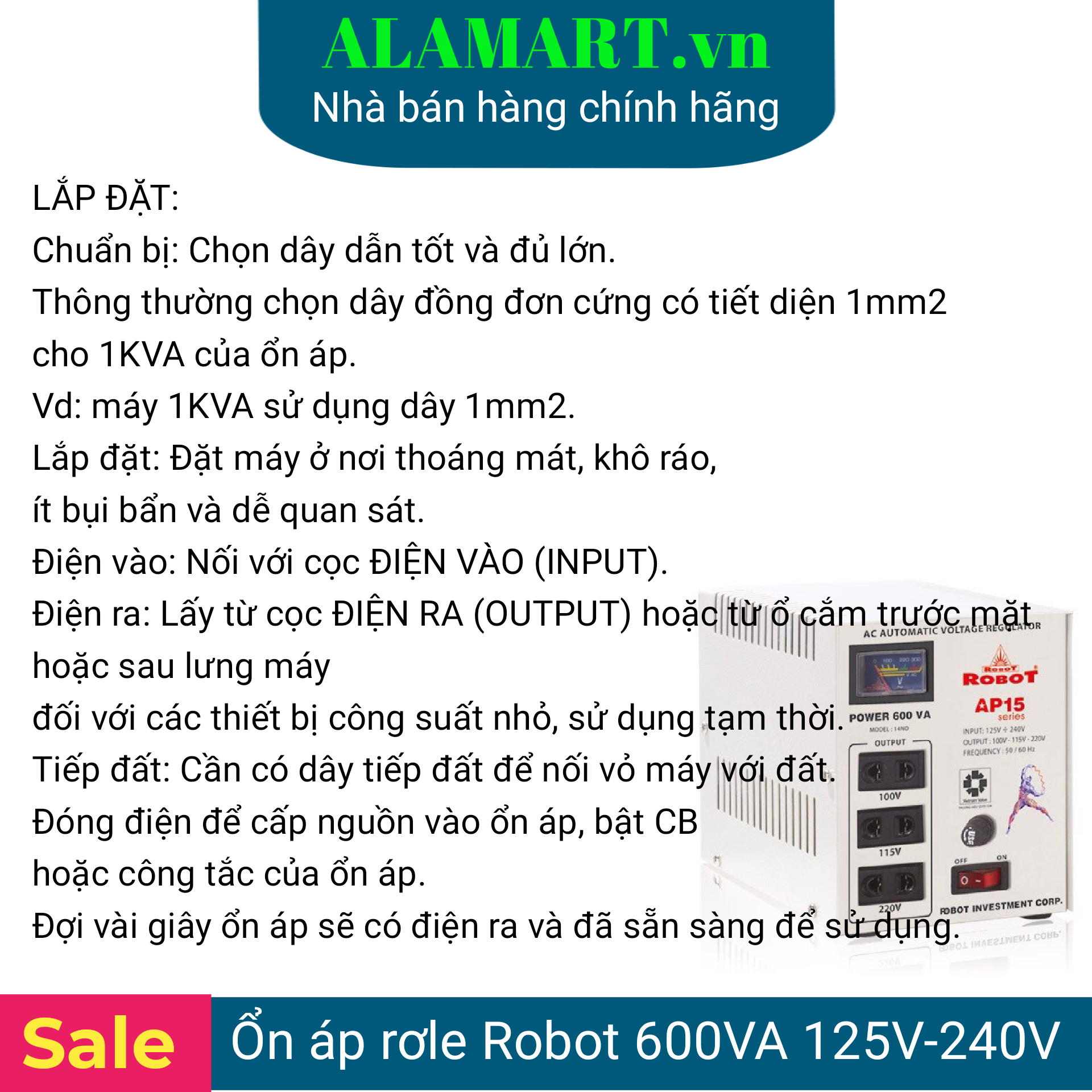 ỔN ÁP RỜ LE 600VA (125V - 240V)