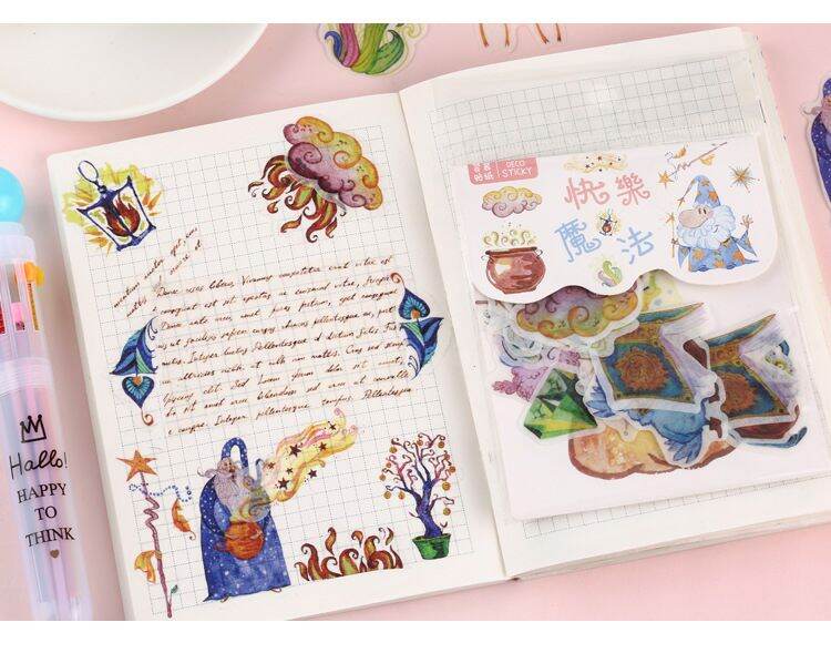 Set 40 sticker washi dán trang trí sổ nhật ký, planner scrapbook