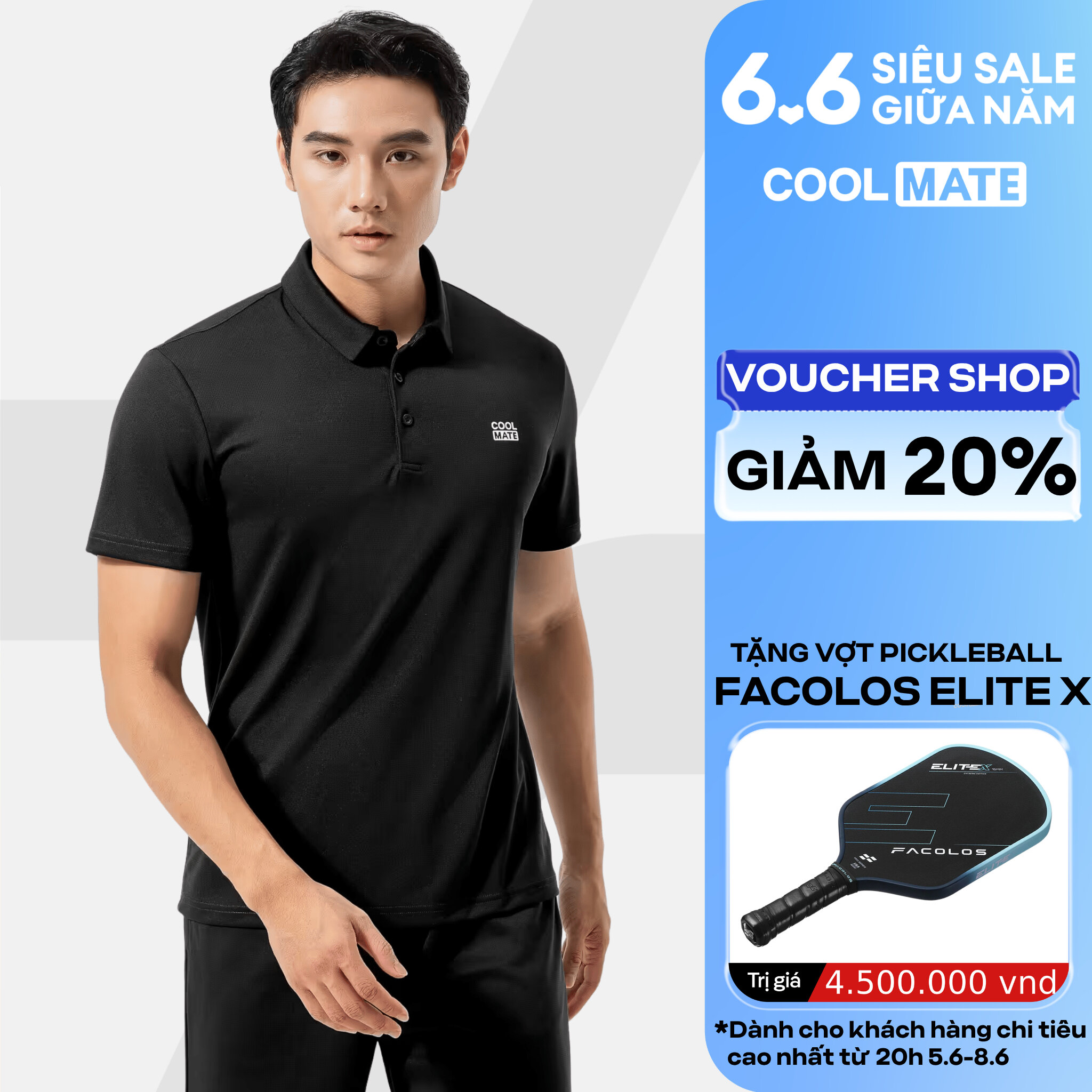 Áo Polo thể thao nam ProMax-S1, áo tập Gym, chạy bộ , Pickleball, Tennis thoáng khí, thấm hút tốt Logo Coolmate