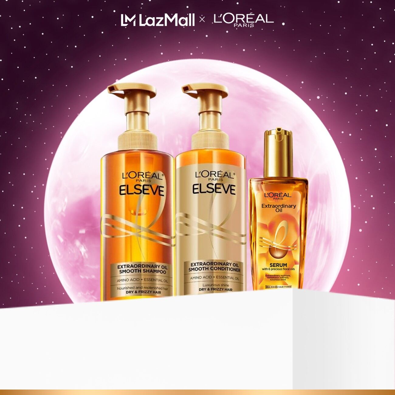 Bộ gội xả dưỡng tóc suôn mượt tóc cao cấp L'Oreal Paris Extraordinary Oil Sleek 440ml x2  Dầu dưỡng tóc 30ml