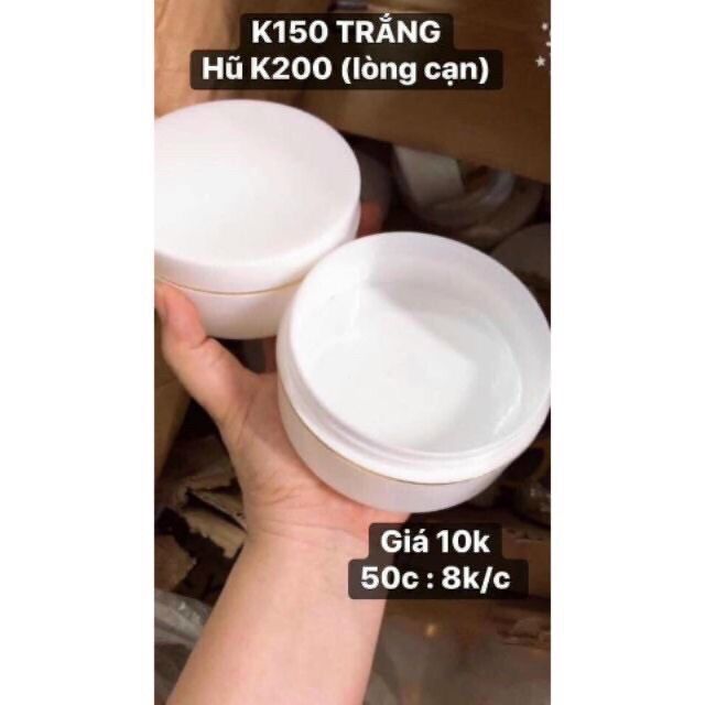 Hủ 200gr lòng cạn đựng được 150gr kem - màu trắng