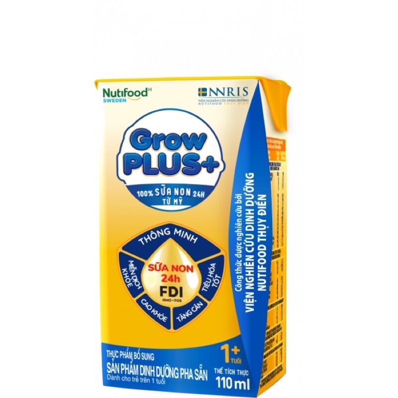 Lốc 4 hộp sữa Growplus vàng 110ml