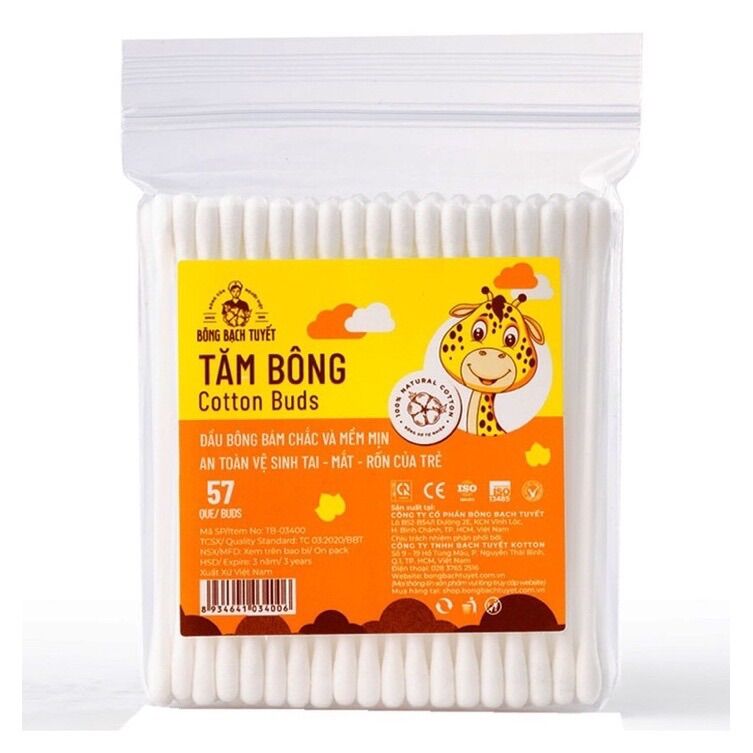 Tăm bông em bé bạch tuyết - gói 57 que