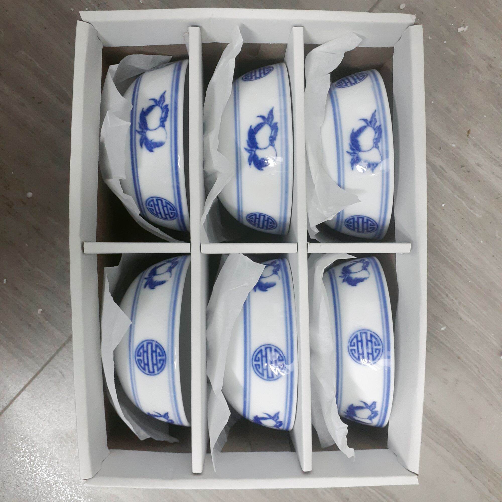 Bộ 6 bát ăn cơm trường thọ - Bát Tràng( có hộp )