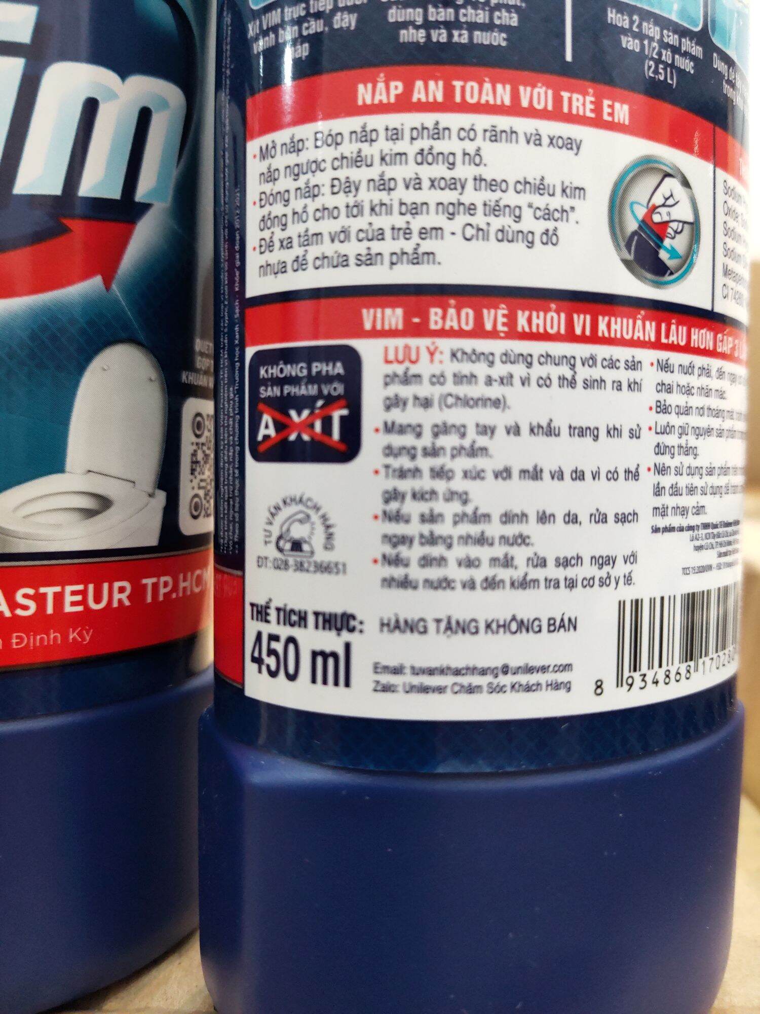 Vim tẩy bồn cầu nhà tắm 450ml