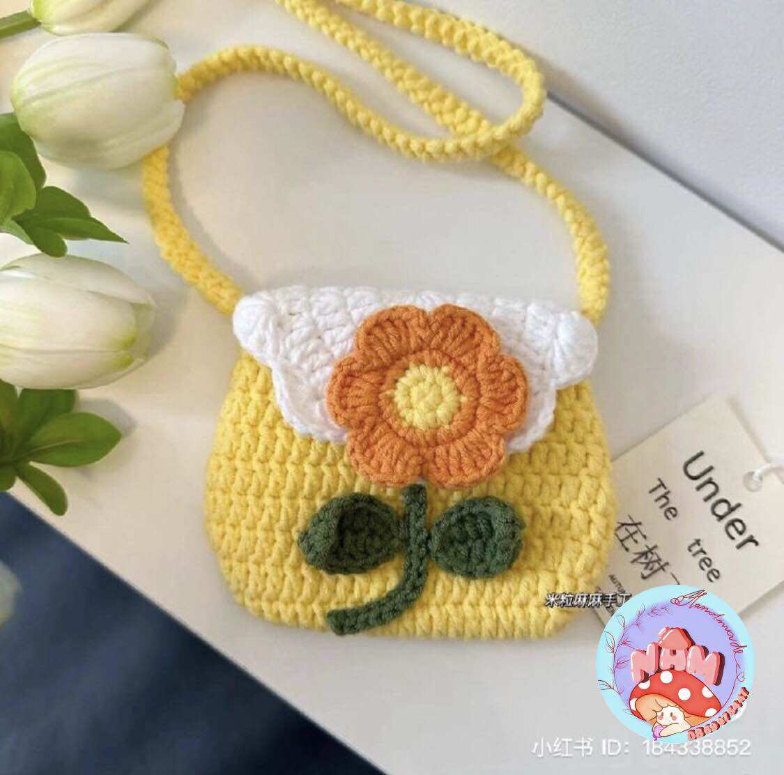Túi hoa đeo chéo dễ thương bằng len | Nấm Handmade