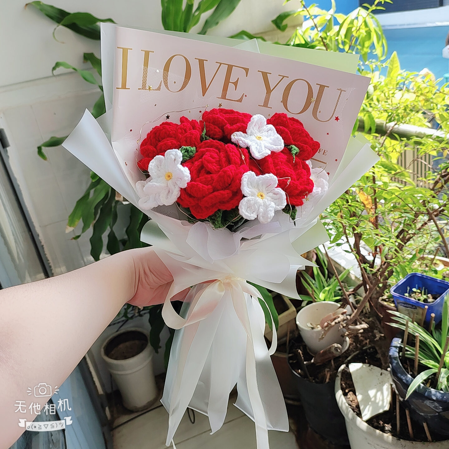 [Ảnh thật - Có sẵn] Bó 5 hoa hồng đỏ và 5 lưu ly trắng