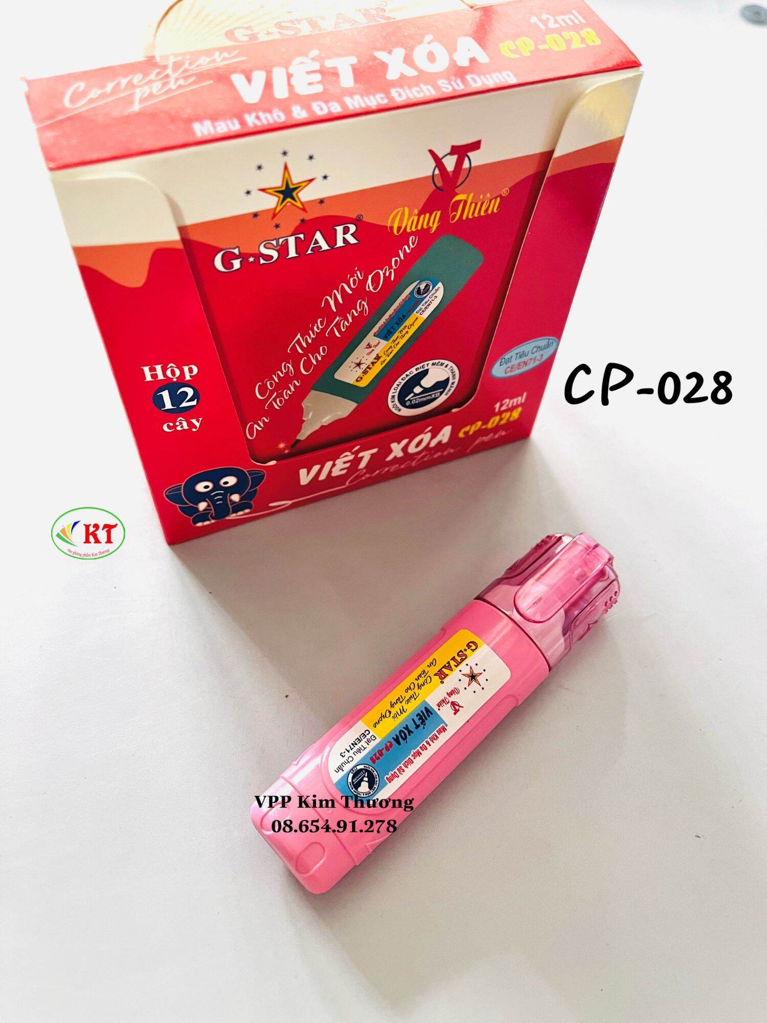 Bút xoá nước Gstar 12ml CP-028 (trắng, xanh, hồng, vàng)