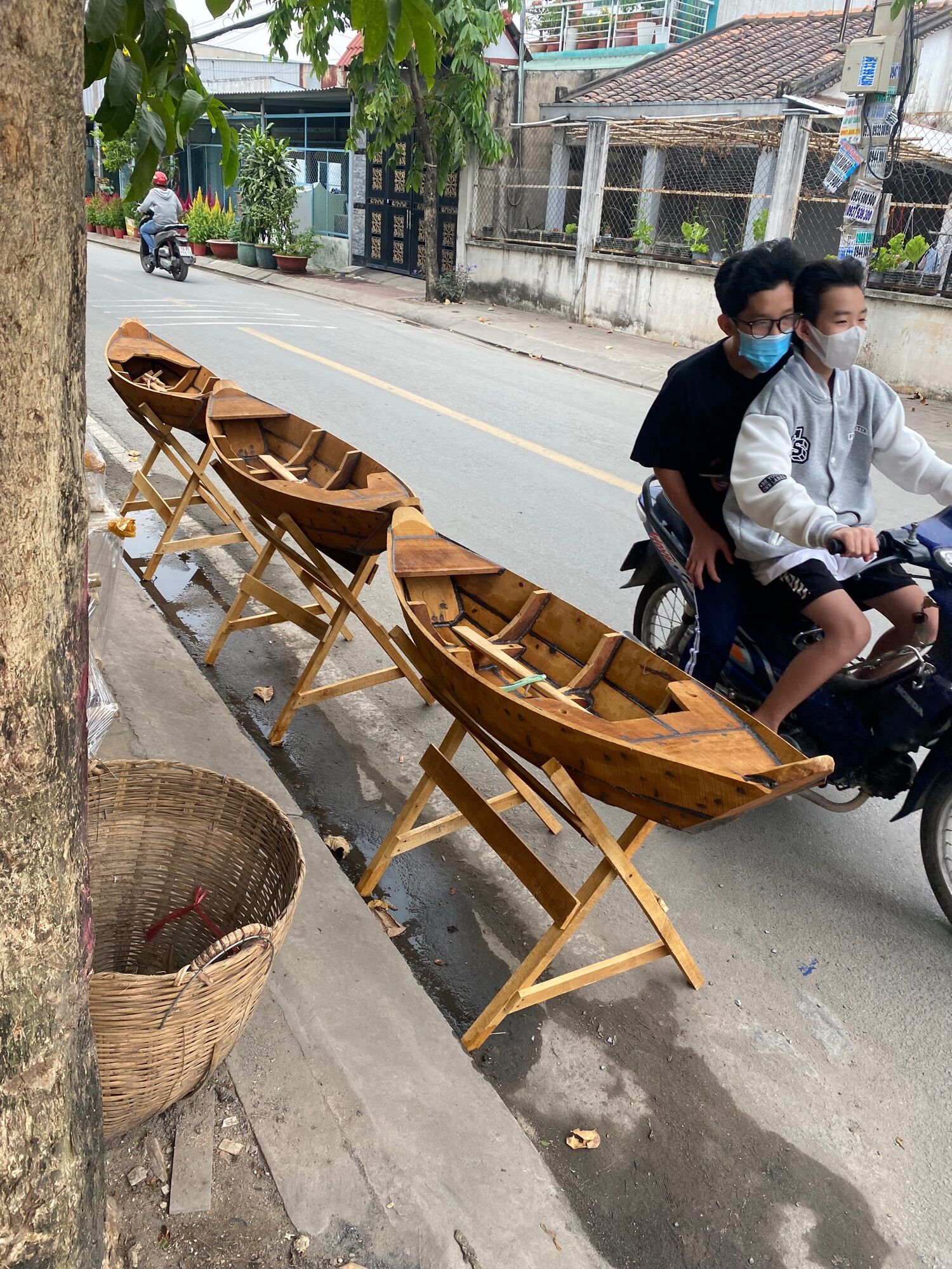 Thuyền gổ trang trí dài 1m5