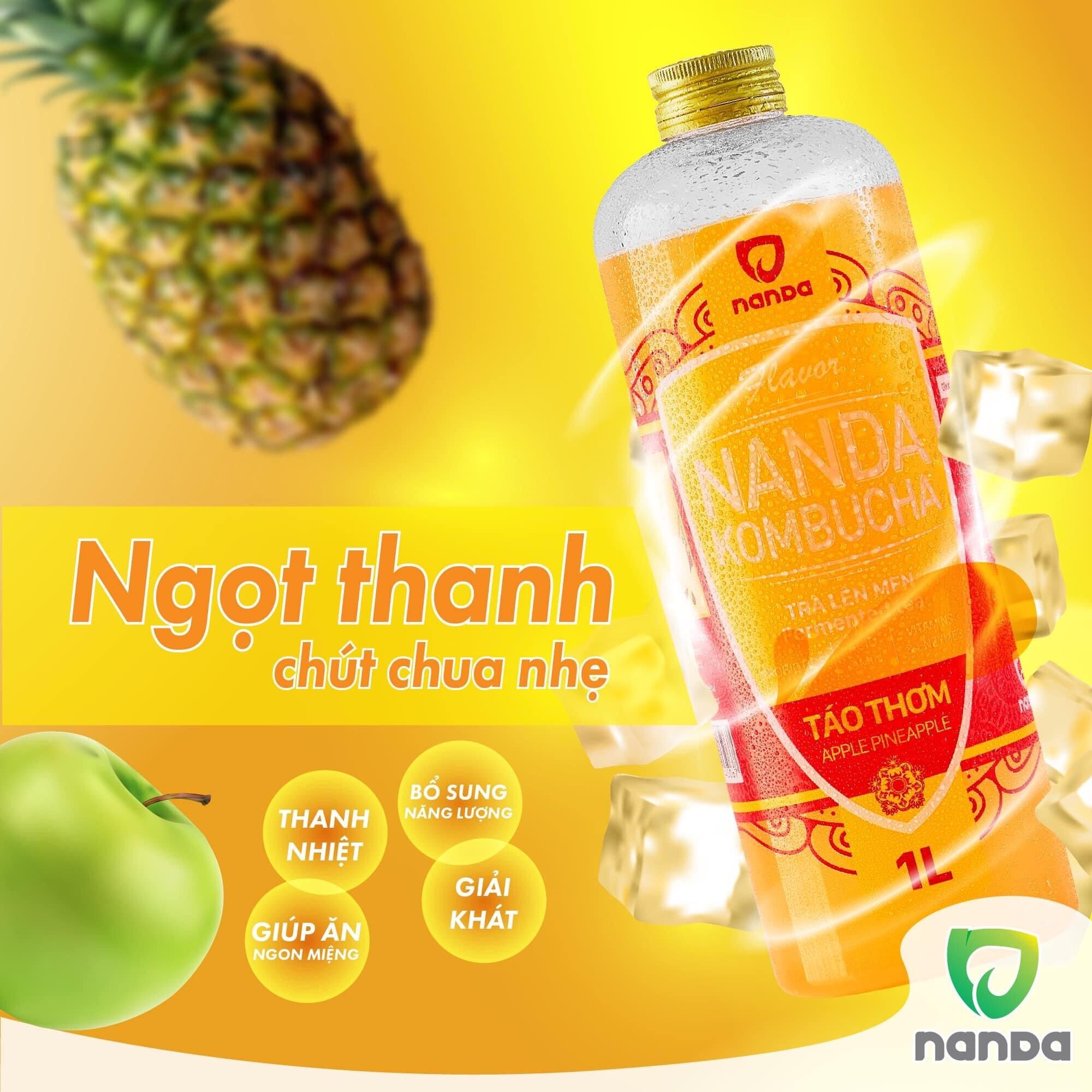 Nanda kombucha vị táo thơm - 1000ml