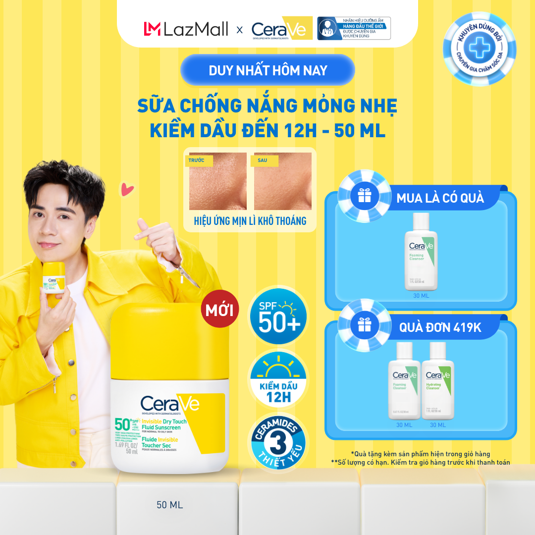 [MỚI] Sữa chống nắng giảm dầu mỏng nhẹ khô thoáng 50ml