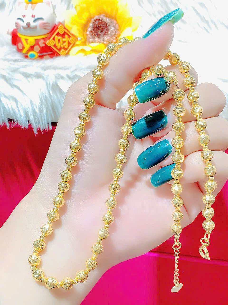 Dây chuyền bi 6li khoá tròn mạ vàng 18k cao cấp