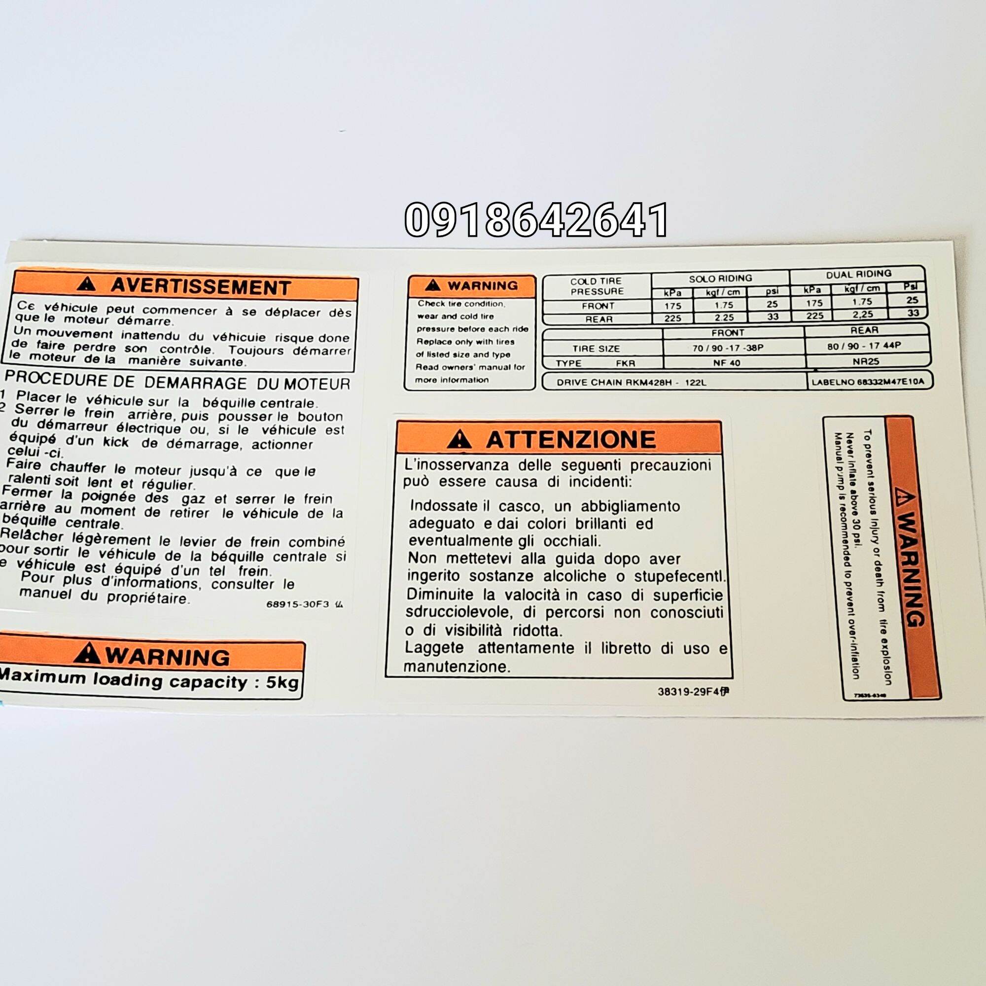 Bộ tem thông số cho xì po như zin