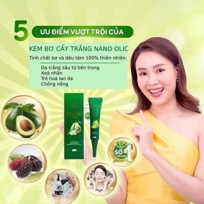Kem bơ olic cấy trắng nano dưỡng da giảm thâm nám