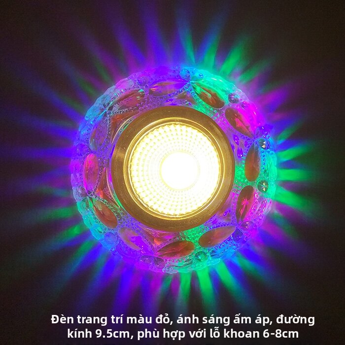 Đèn Ống Pha Lê LED Mới 6 7 8 Công Mở Trần Phòng Khách Phòng Ngủ Hành Lang Đèn Tròn Toàn Màu