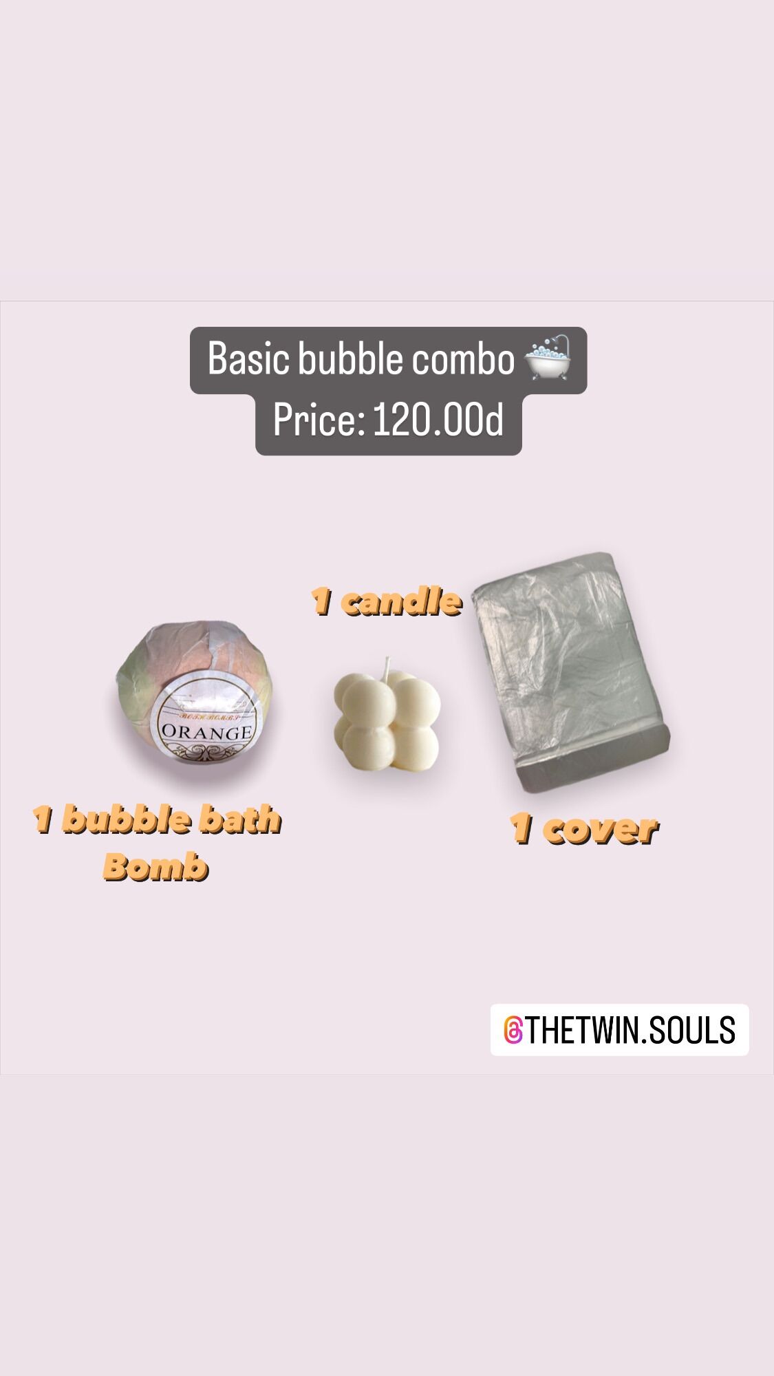 Basic bubble combo - 1 viên thả bồn tắm bath bomb tạo bọt 1 nến thơm 1 bọc bồn tắm
