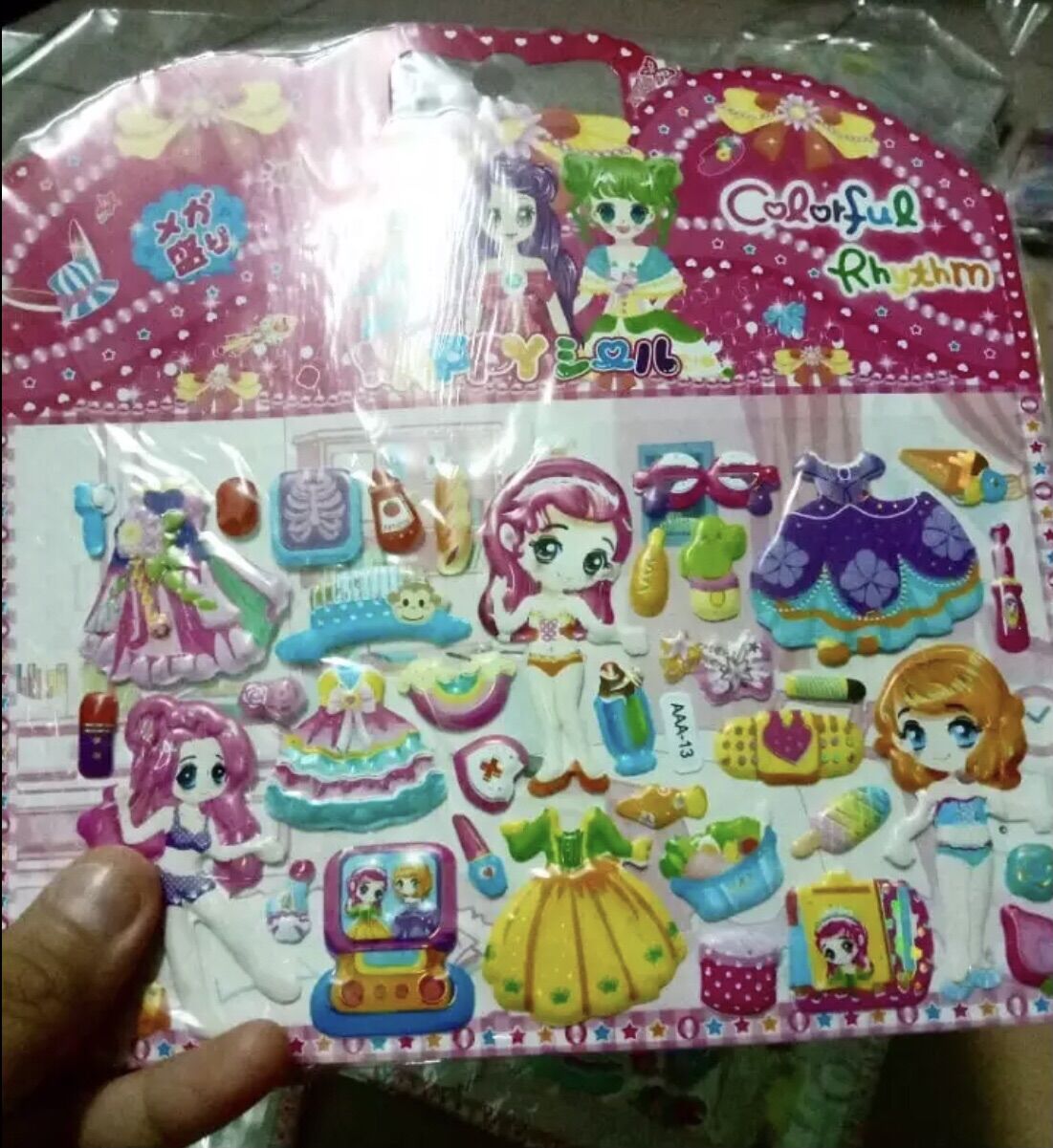 Bộ 10 hình dán mẫu búp bê nổi 3D