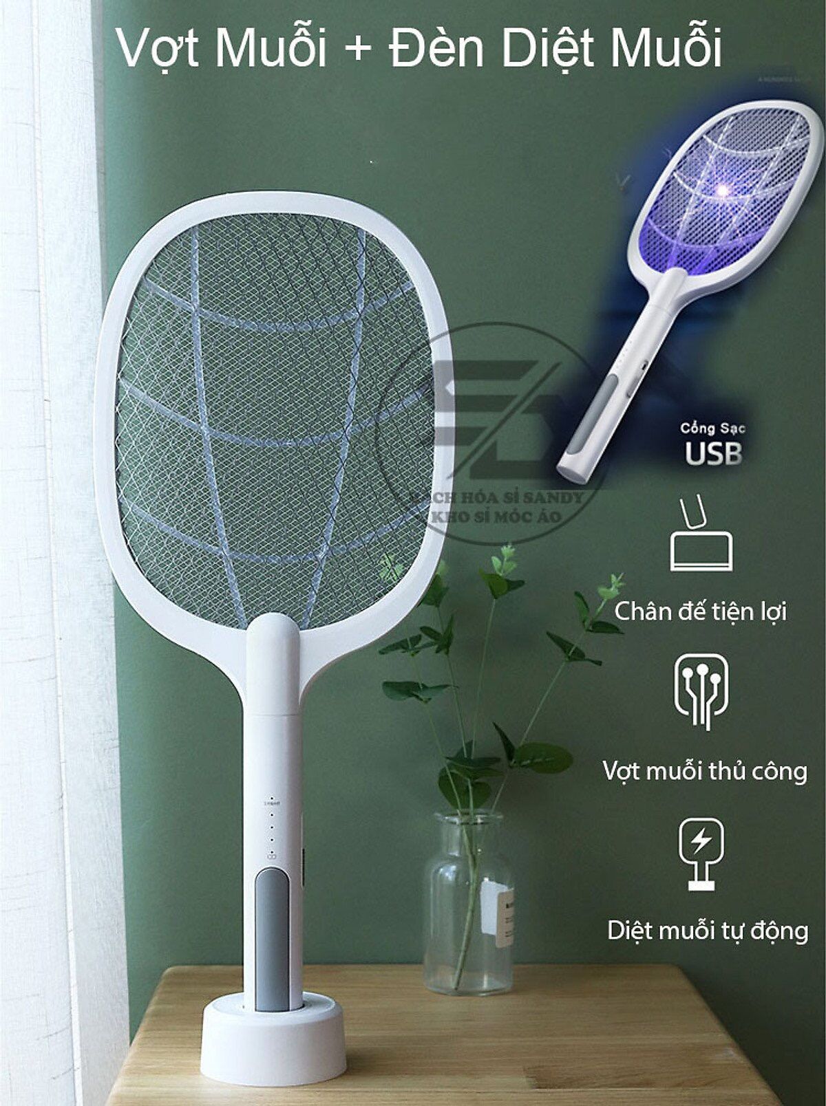 Vợt muỗi thông minh 3in 1 kiêm đèn ngủ