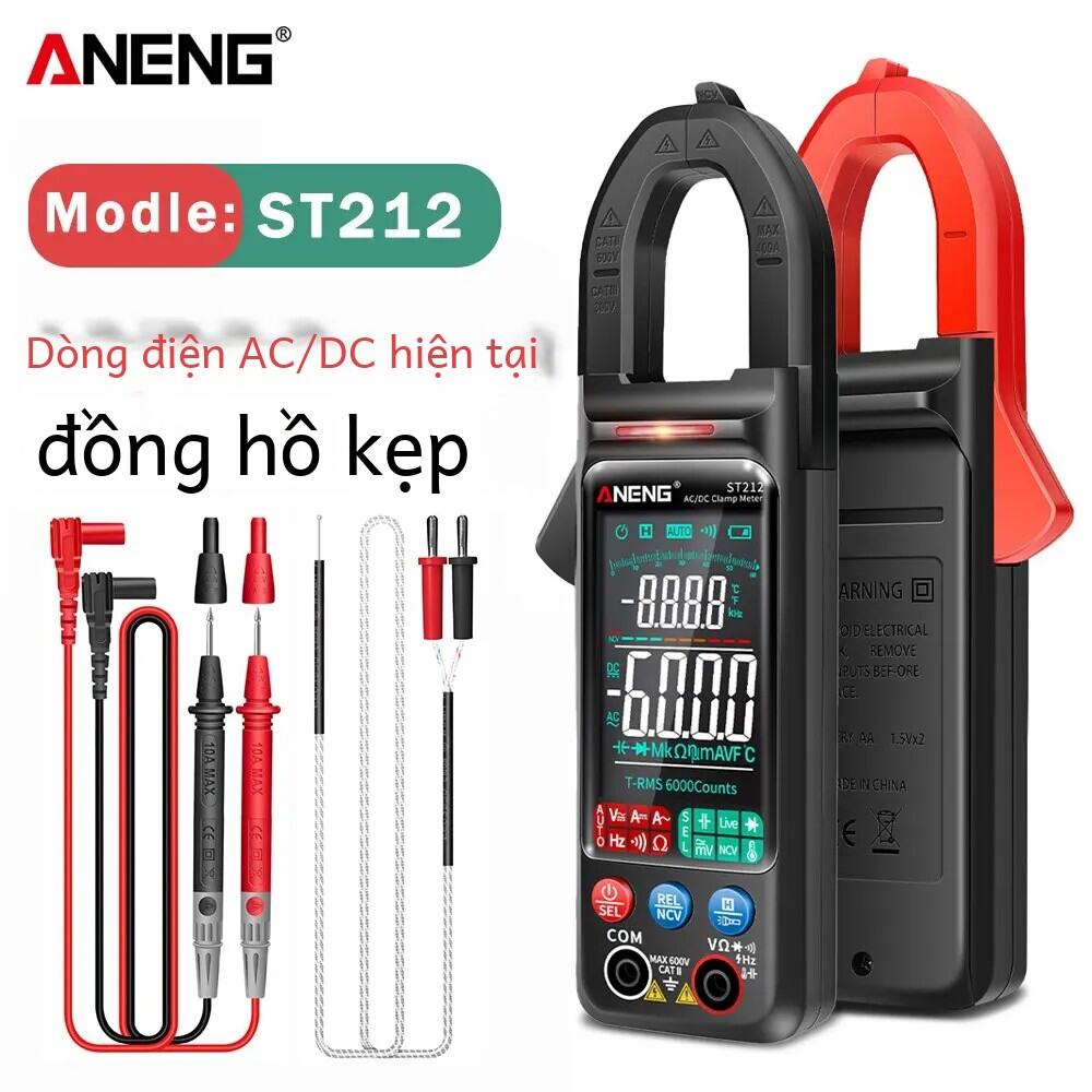  ANENG ST212 Kỹ Thuật Số Kẹp Mét 6000 Đếm 400A DC AC Hiện Tại Đồng Hồ Đo Vạn Năng Màn Hình Màu Lớn Bút Thử Điện Áp Hz NCV Ohm Cho Điện DIY 