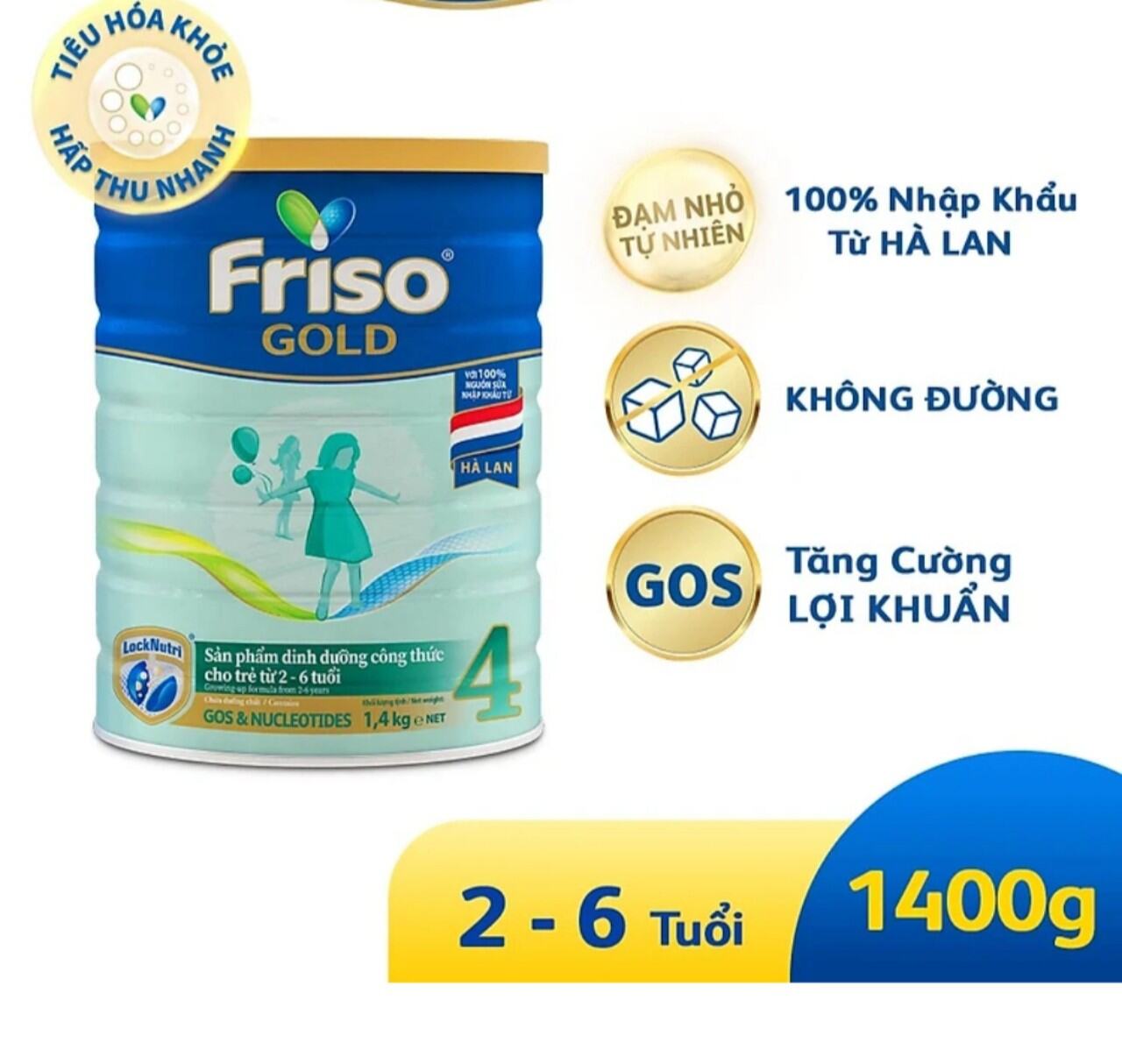 Sữa Bột Friso Gold 4 lon thiếc 1.4kg cho trẻ từ 2-6 tuổi
