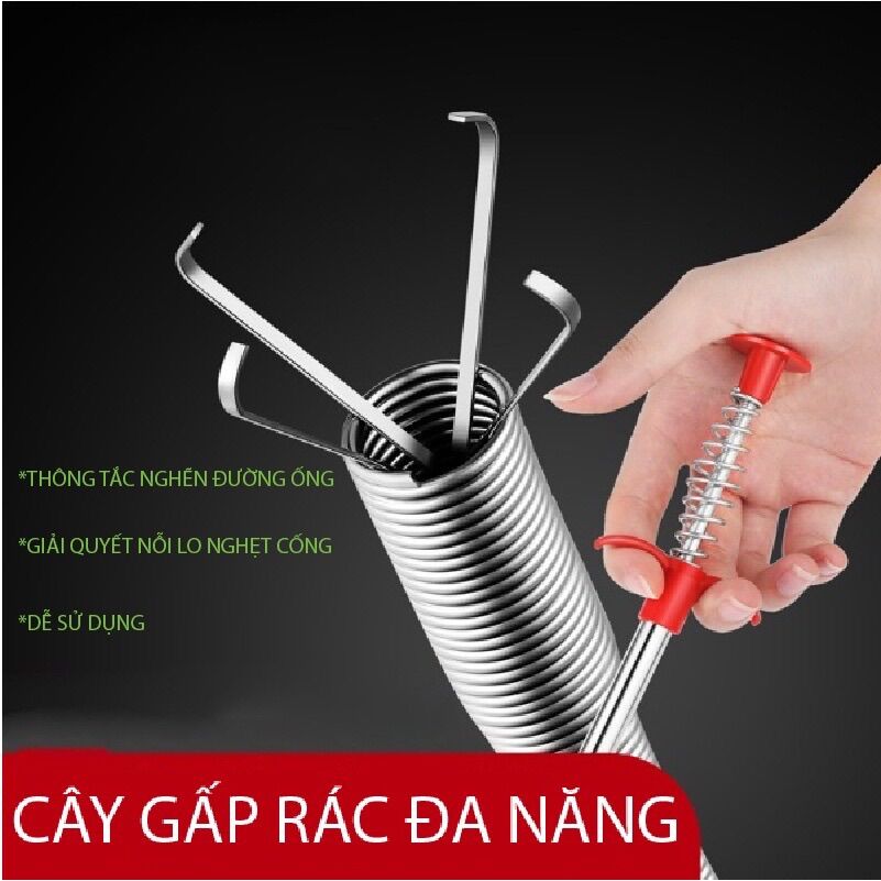 Dụng cụ dây thông tắc cống hiệu quả dạng kẹp gắp đa năng 3A - Loại 160cm