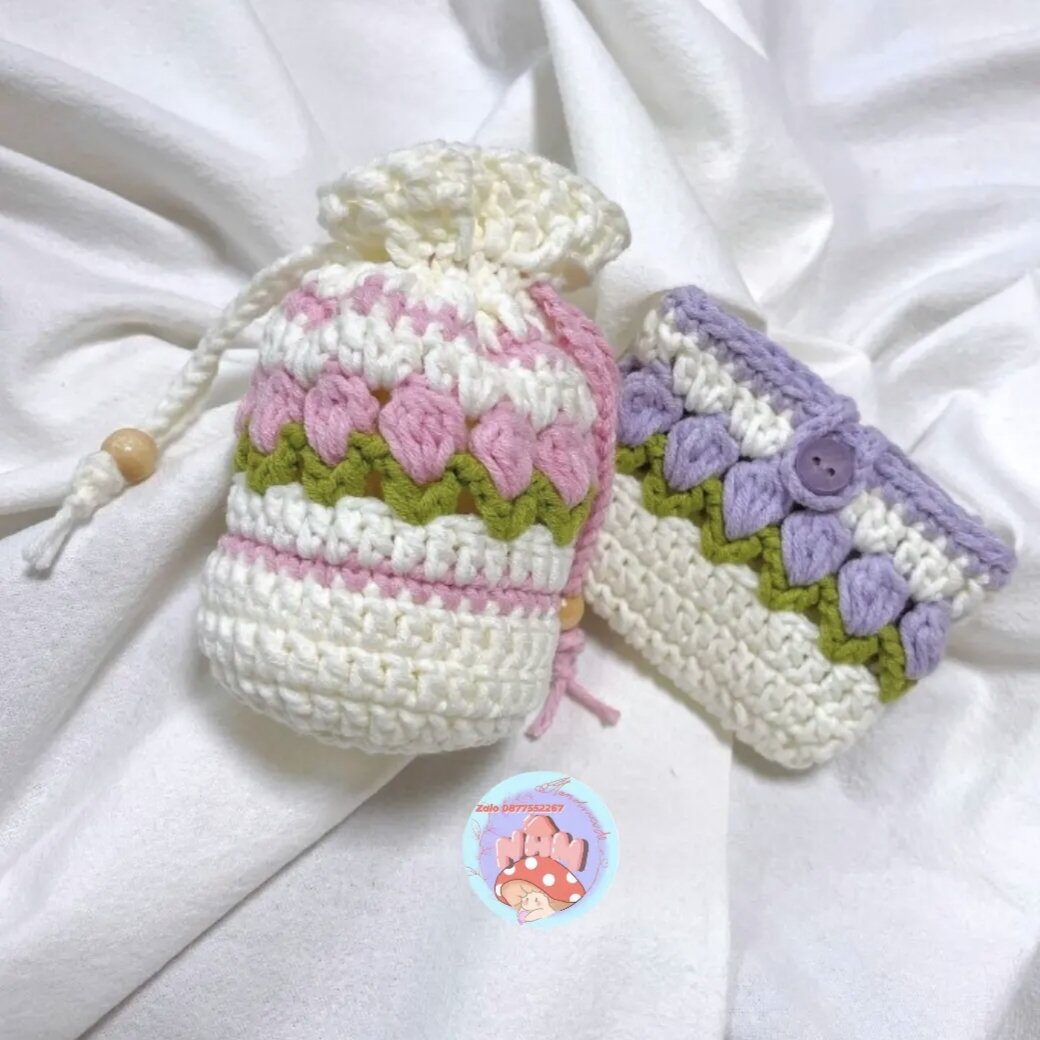 Ví đựng thẻ hoa tulip handmade