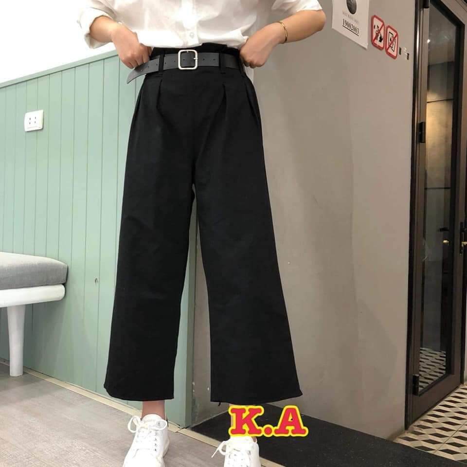 Quần ống rộng kaki cúc