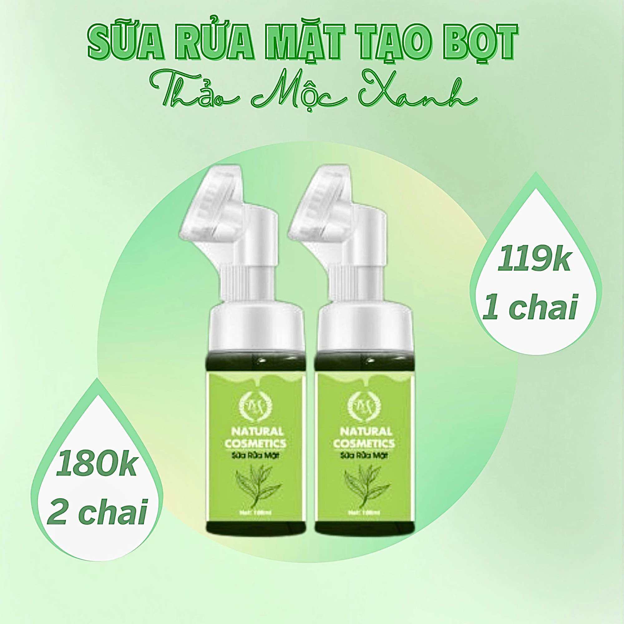 [Sỉ 2 lọ] Sữa Rửa Mặt Thảo Mộc Xanh 100ml