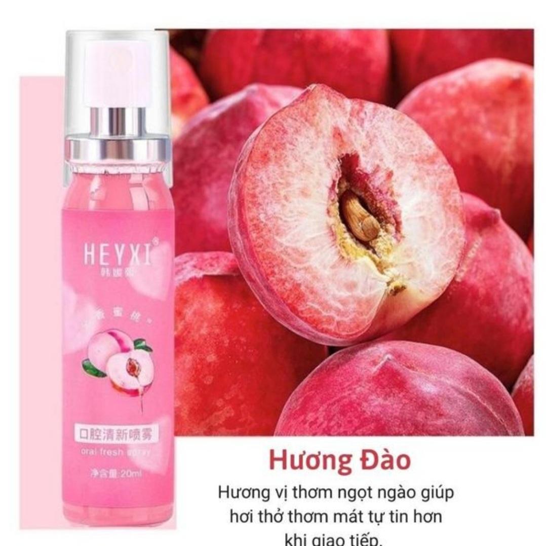 Xịt Thơm Miệng Heyxi. Xịt Thơm Miệng Hương Đào & Bạc Hà