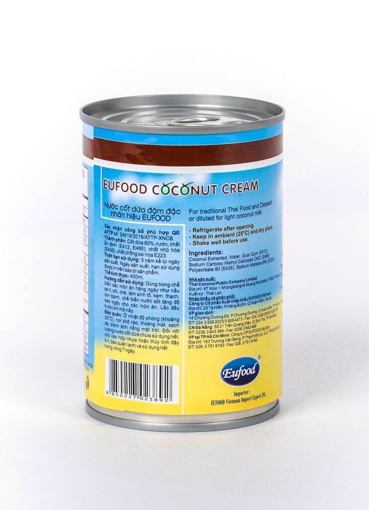 Nước Cốt Dừa Đậm Đặc Thailand (EUFOOD) 400ml - Hàng nhập khẩu