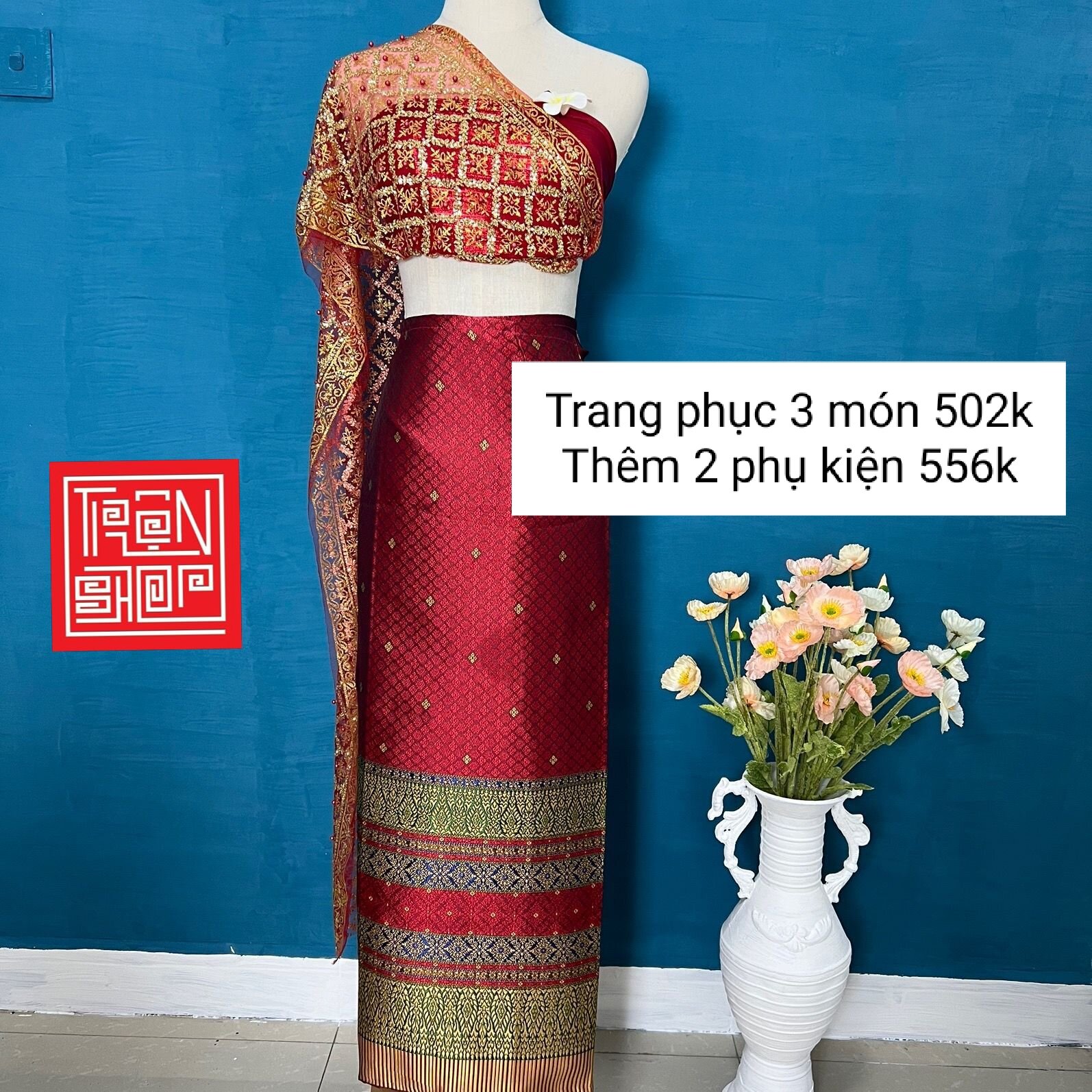 Set trang phục Thái Lan 3 món như ảnh hàng new có sẵn