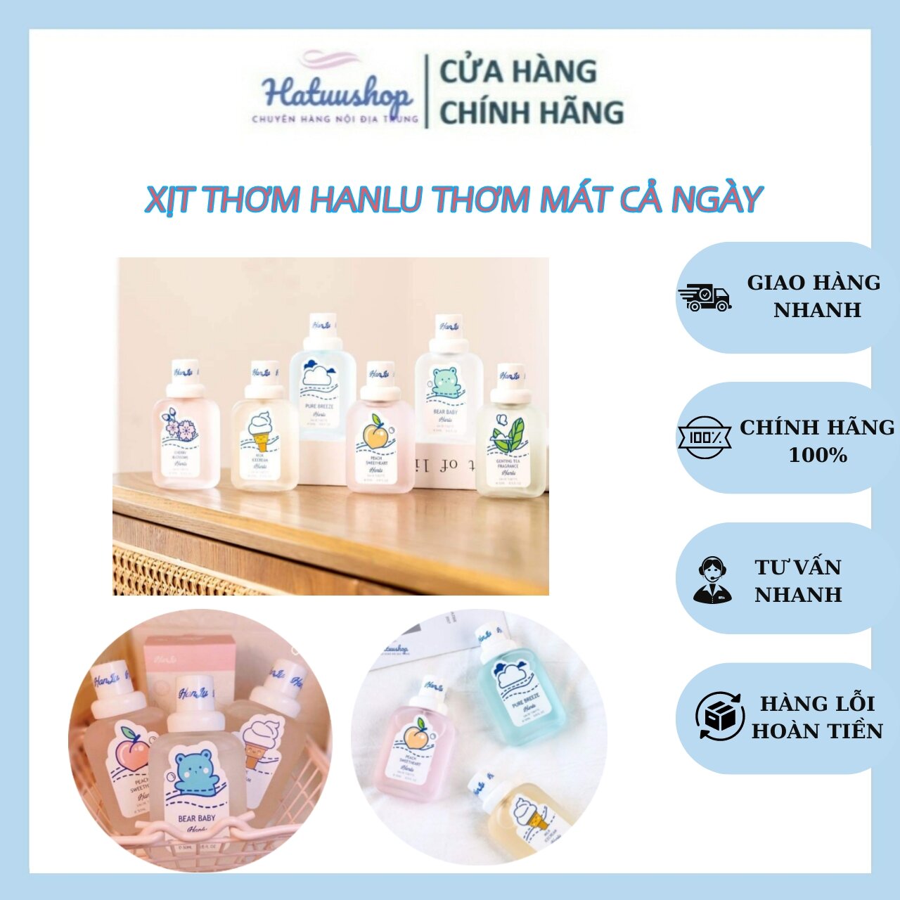 Xịt thơm body hanlu xịt thơm toàn thân hot năm 2021 thơm lâu, mùi nhẹ nhàng