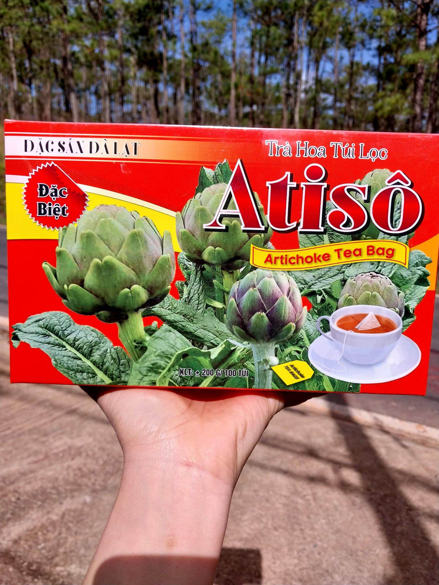 Hộp trà atiso 200gr 100 túi lọc nguyên chất Đà Lạt