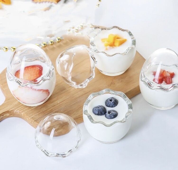 Hủ thủy tinh trứng làm flan pudding bữa phụ cho bé