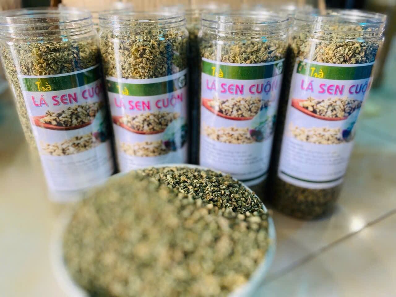 1kg trà lá sen cuộn sạch đẹp vụ mới đóng hộp tiện dụng