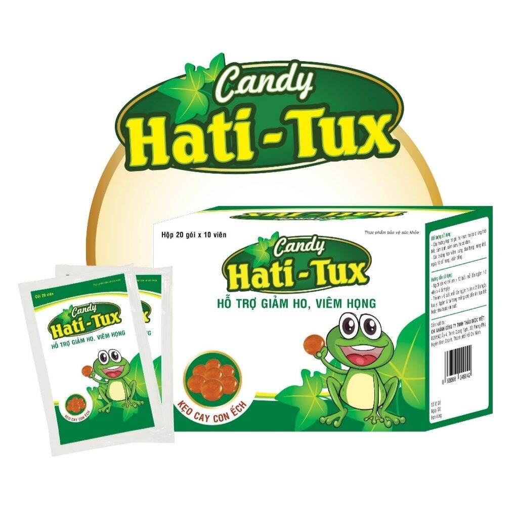 Kẹo ho con ếch hati tux - 1 túi x 10 viên hatitux
