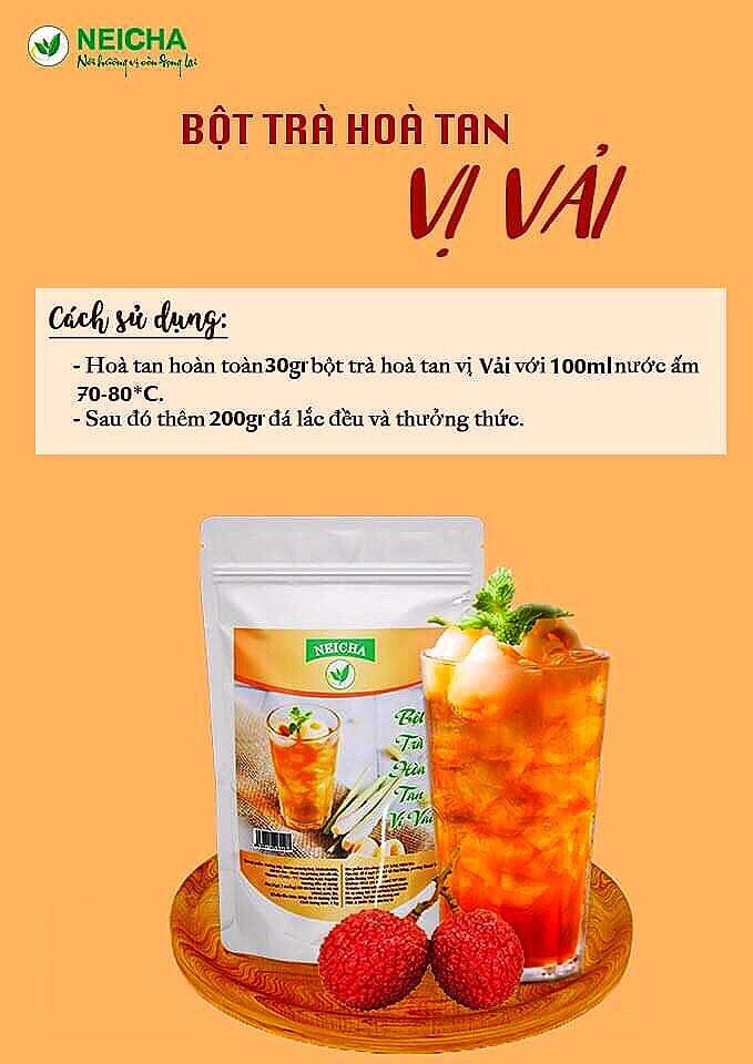 (Gói 1kg)Trà Vải Hòa Tan. PHA SẴN SIÊU NHANH, thơm ngon đúng vị.
