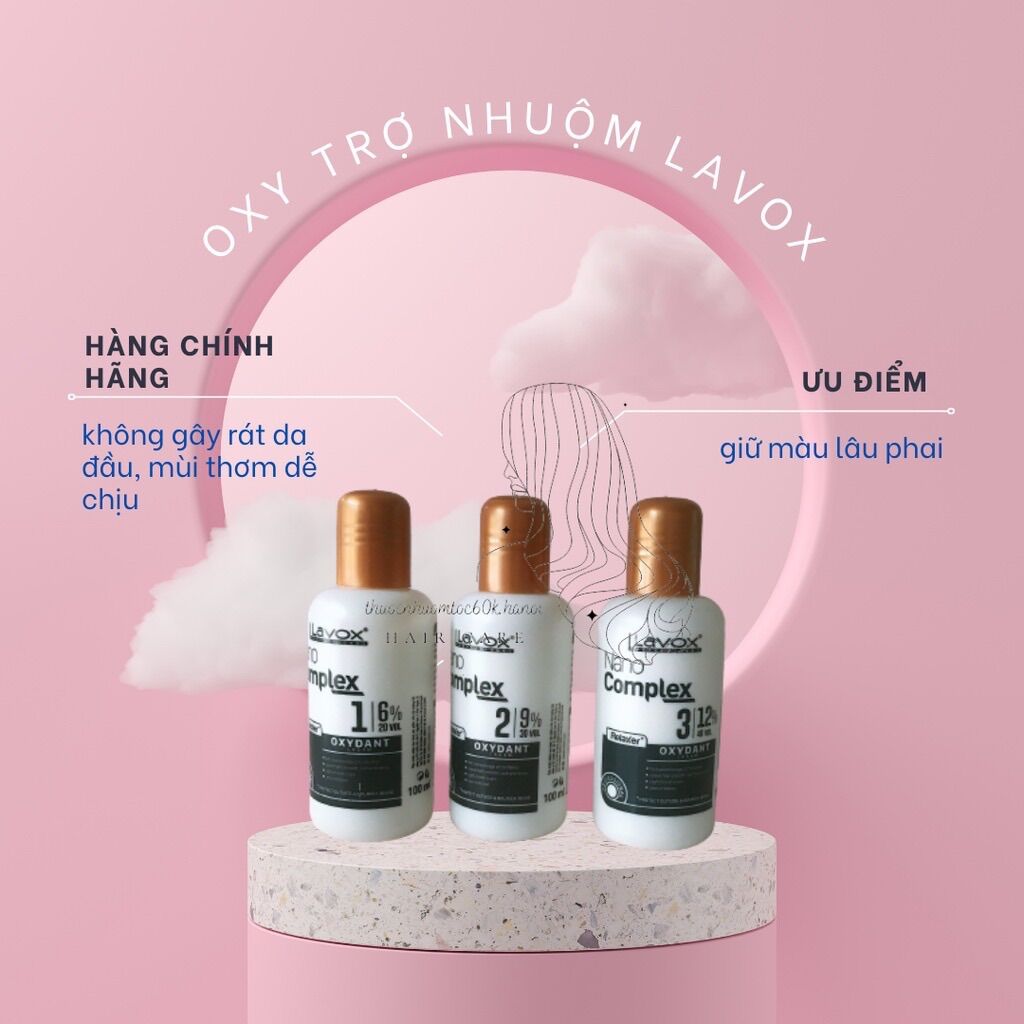 Oxy trợ nhuộm tóc LAVOX không xót da đầu nhiều dưỡng mềm tóc- mùi thơm (6%, 9%, 12%)
