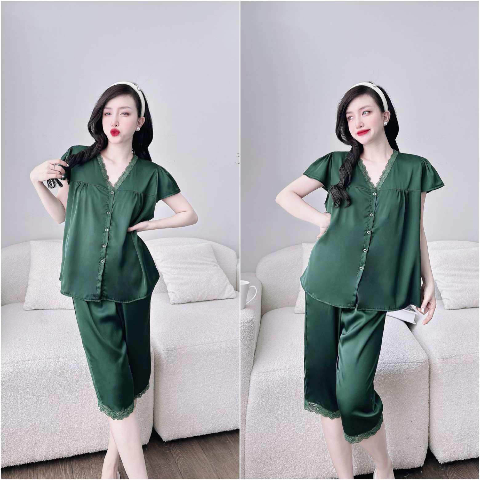 (50-100kg) Đồ bộ Bigsize Lụa Latin cao cấp - Form Lửng