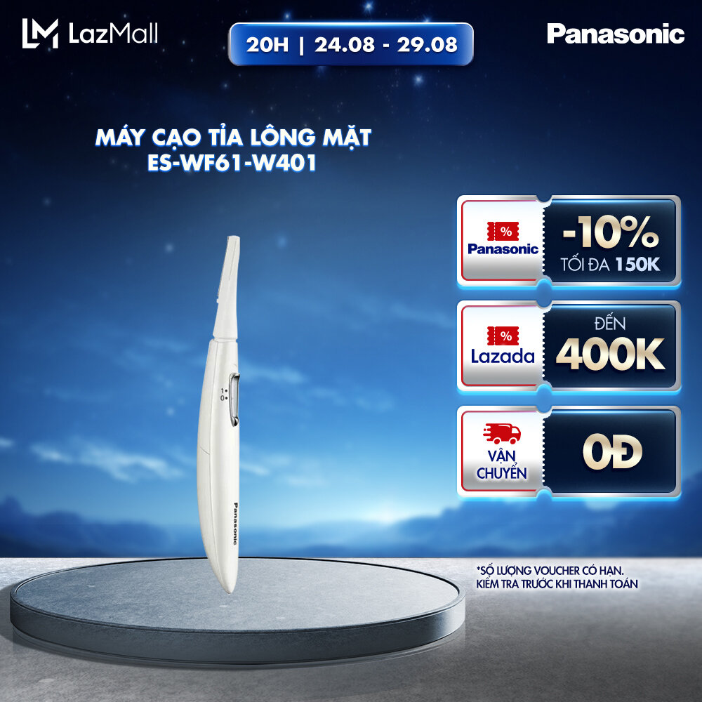 Máy Cạo Tỉa Lông Mặt Panasonic ES-WF61-W401/ ES-WF61RP401 - Đầu Dao Xoay, Lưỡi Dao Mảnh An Toàn Cho Da - Có Nắp Chụp Định Hình, Nắp Bảo Vệ, Chổi Vệ Sinh Máy – Bảo Hành Chính Hãng 12 tháng