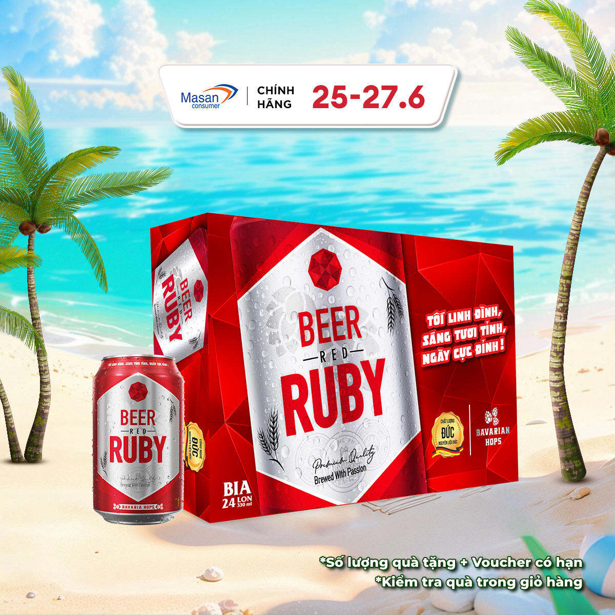 Thùng 24 lon Bia Red Ruby lon x 330ml
