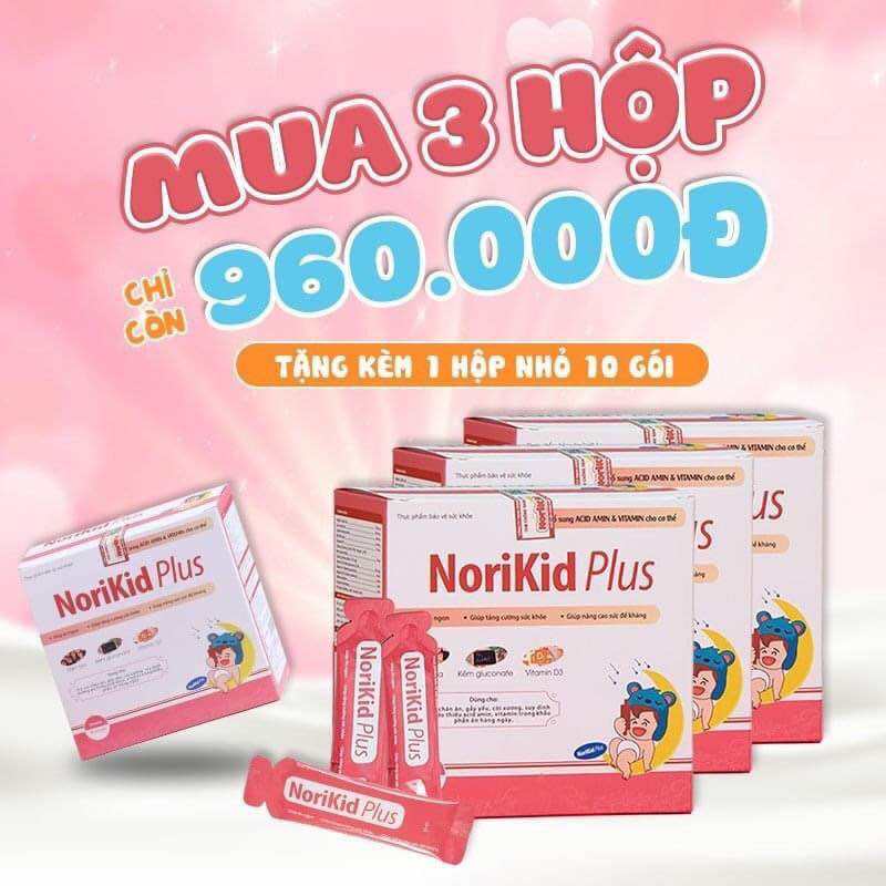 Combo Mua 3 Hộp Tặng 1 Siro Ăn Ngon Norikid Plus Hỗ Trợ Đường Ruột Cải Thiện Hệ Tiêu Hóa Cho Bé