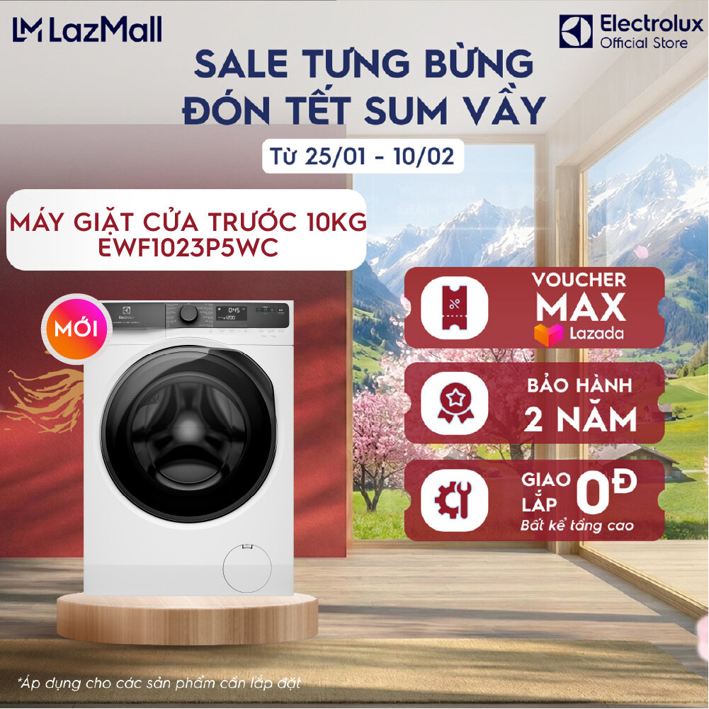 Máy giặt cửa ngang 10KG Electrolux S500 EWF1023P5WC - giặt đẩy tải 45 phút UltraMix EcoInverter